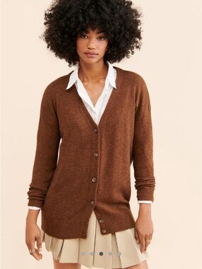 Madewell Chestnut Brown V-Neck Button Cardigan